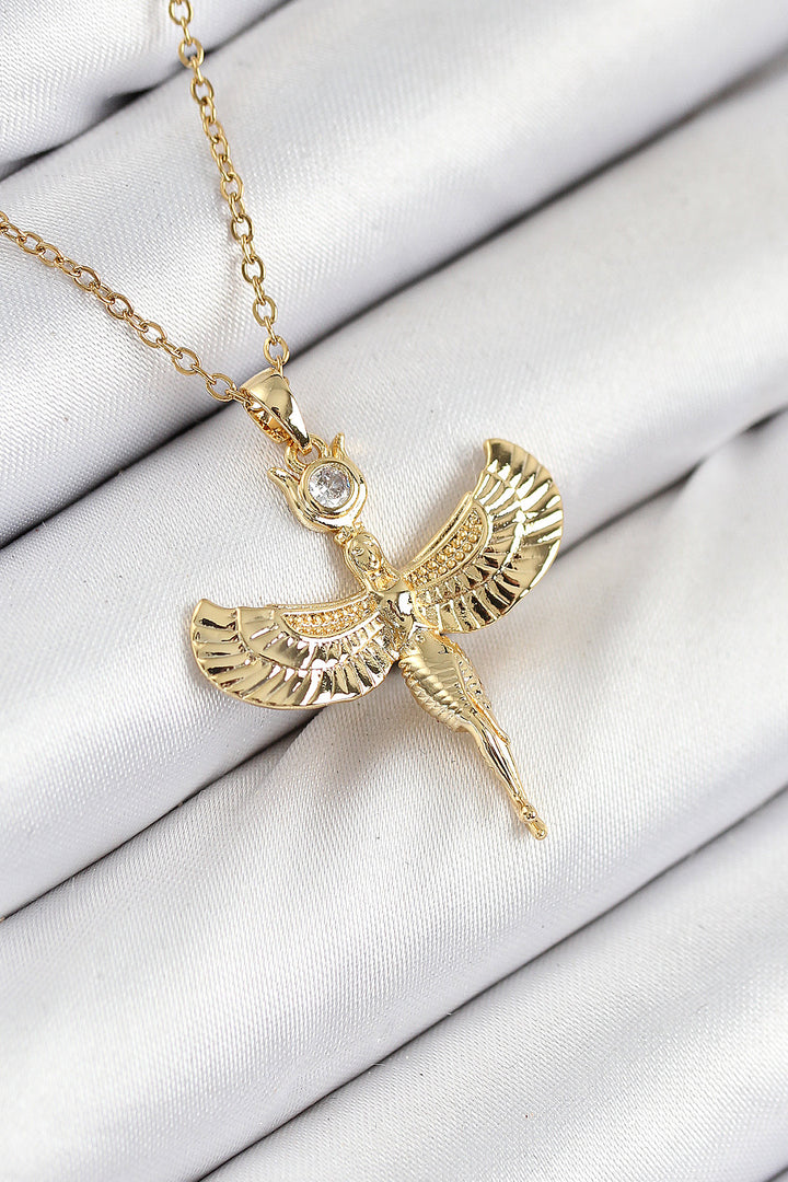 EBJ 316L Stainless Steel Angel Model Necklace with Zircon Stone in Gold Color for Women - Annecy