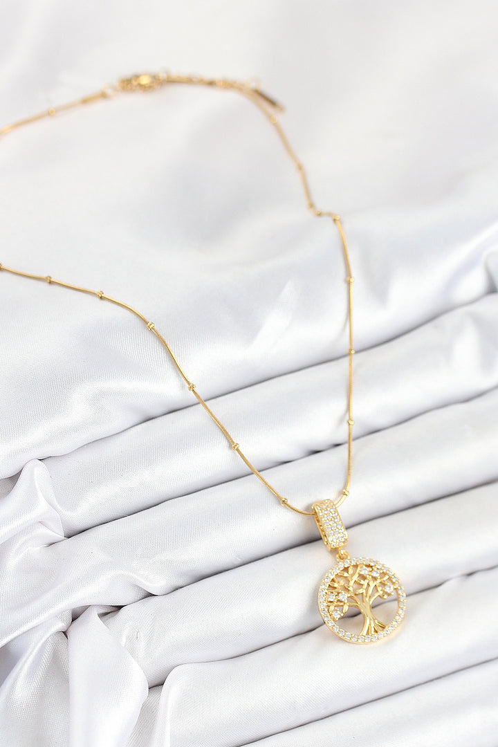 EBJ 316L Steel Life Tree Model Necklace with Zircon Stone Gold Color for Women - Virginia Beach