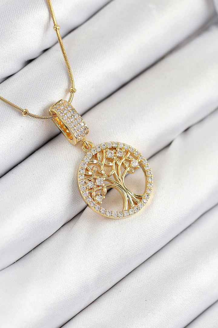 EBJ 316L Steel Life Tree Model Necklace with Zircon Stone Gold Color for Women - Virginia Beach