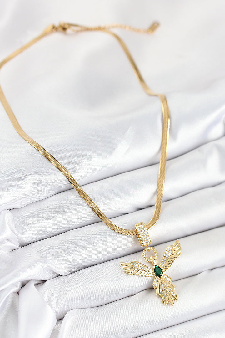 EBJ 316L Steel Angel Model Necklace with Zircon Stone in Gold Color for Women - Northampton