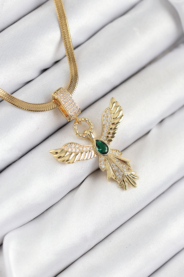 EBJ 316L Steel Angel Model Necklace with Zircon Stone in Gold Color for Women - Northampton