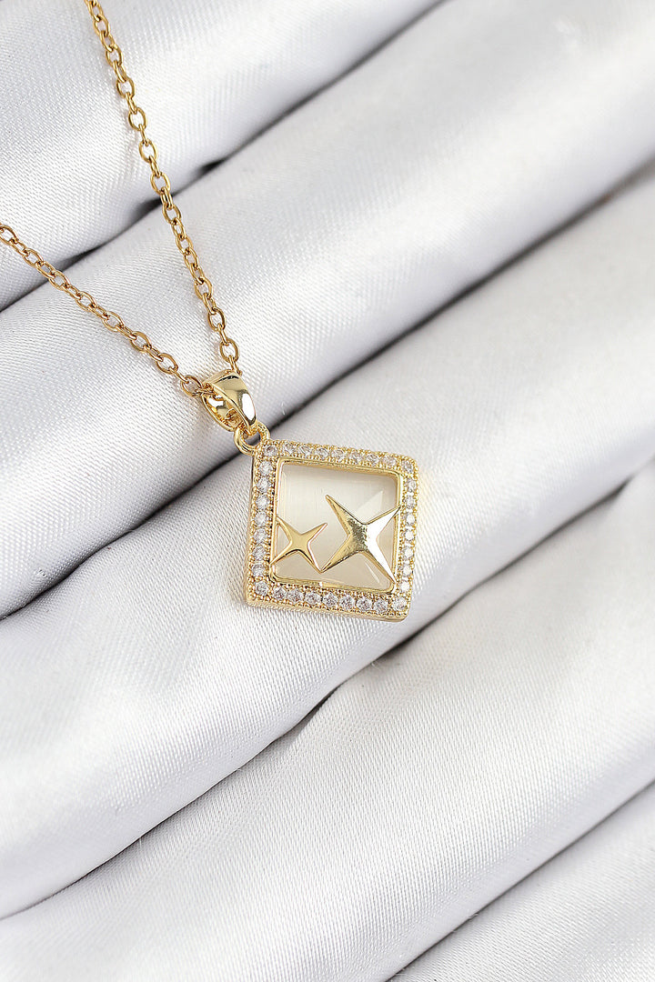 EBJ 316L Stainless Steel Star Model Necklace with Zircon Stone in Gold Color for Women - Sugar Land