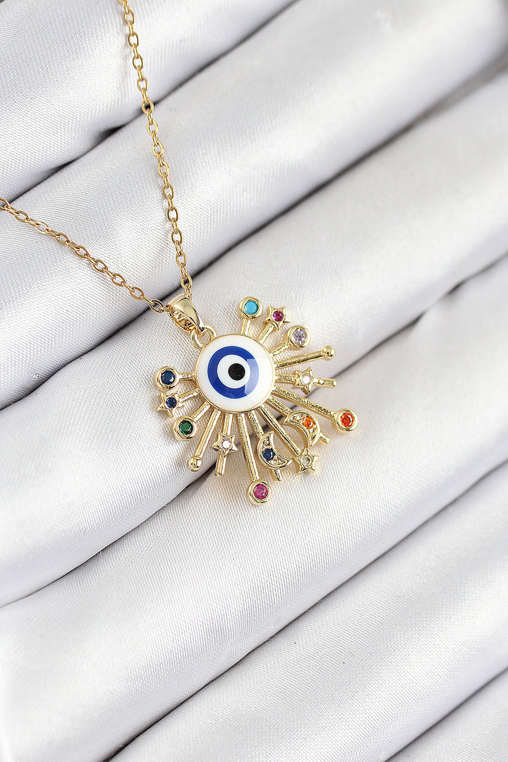 EBJ 316L Steel Evil Eye Model Necklace with Zircon Stone Gold Color for Women - Aberdeen