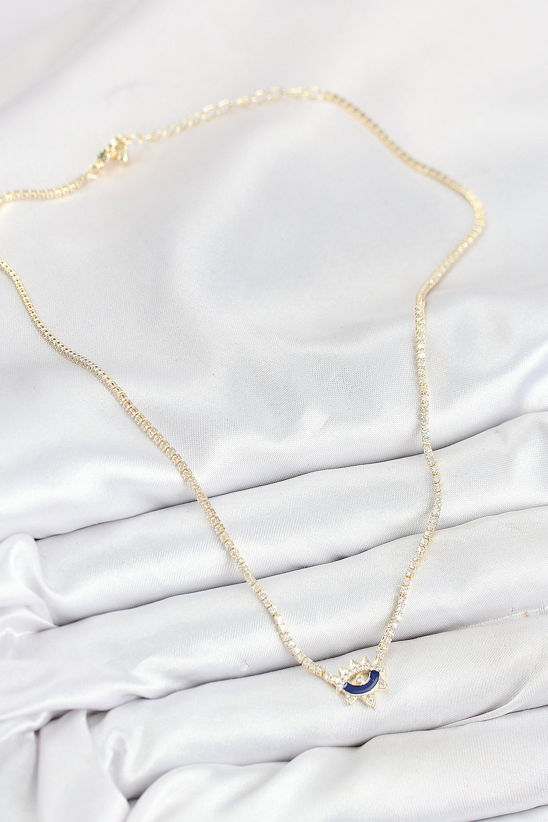 EBJ Rice Zircon Stone Waterway Eye Model Gold Color Women's Necklace - Kleve