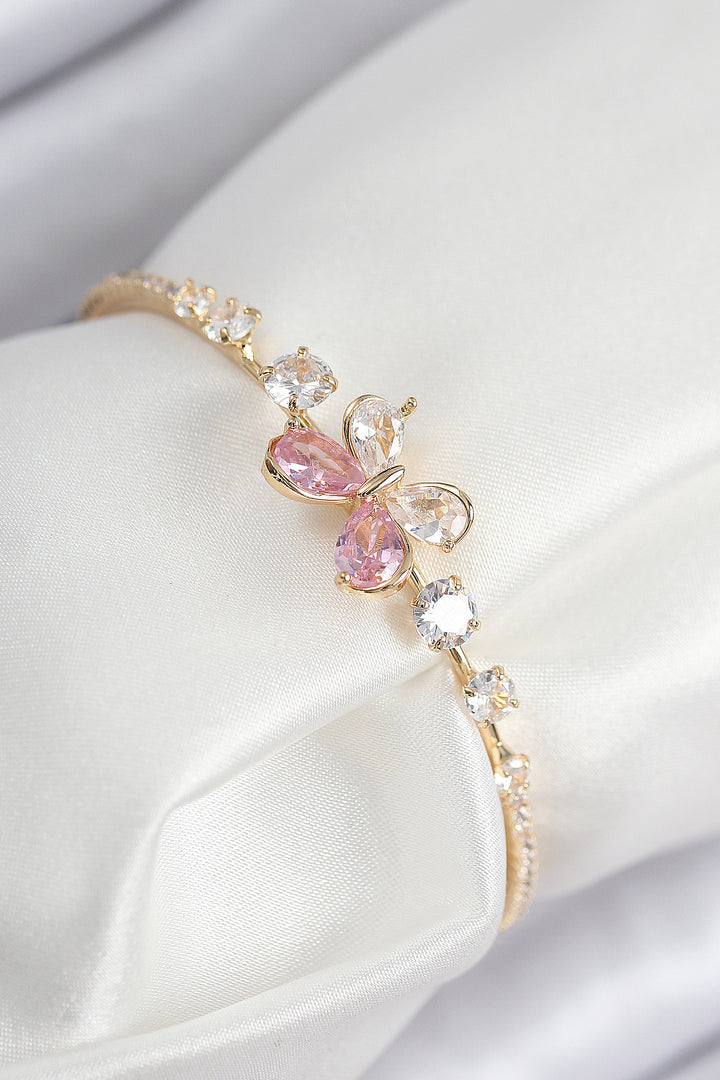 EBJ Rice Zircon Stone Butterfly Model Gold Color Women's Bracelet - Niort