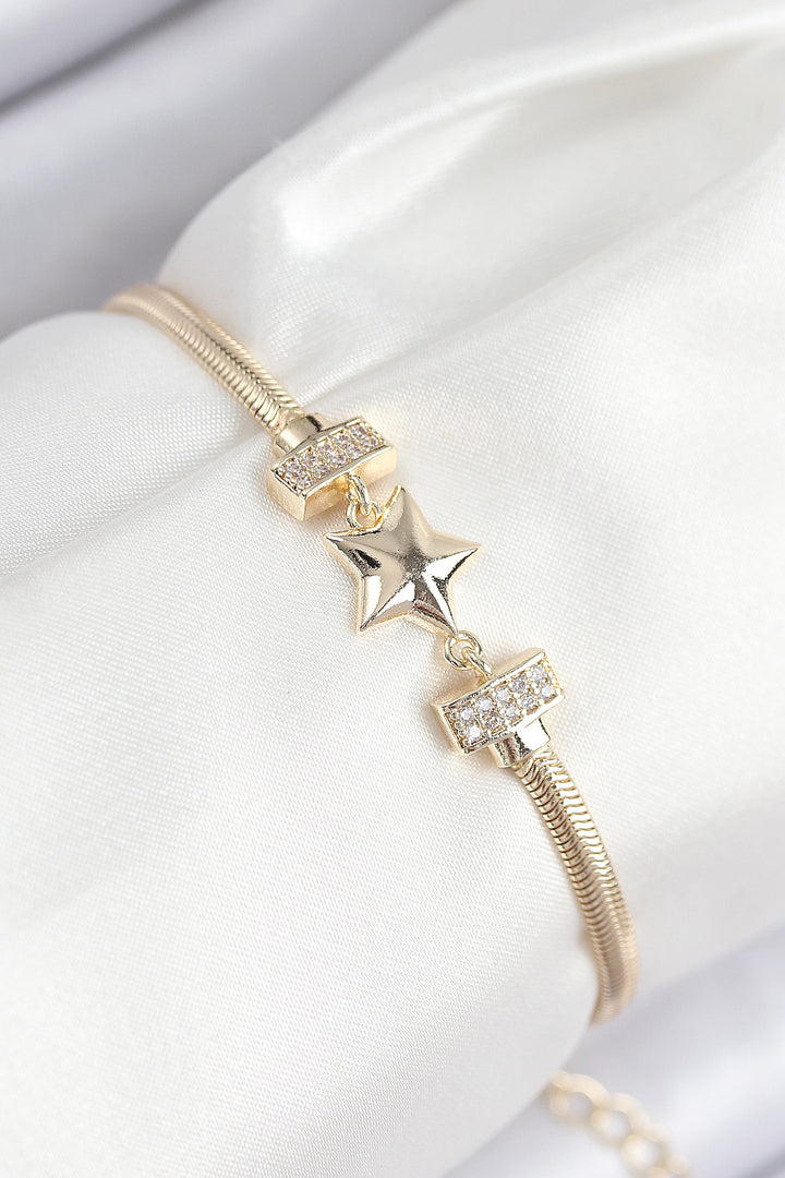 EBJ Rice Zircon Stone Star Model Gold Color Women's Bracelet - Arles
