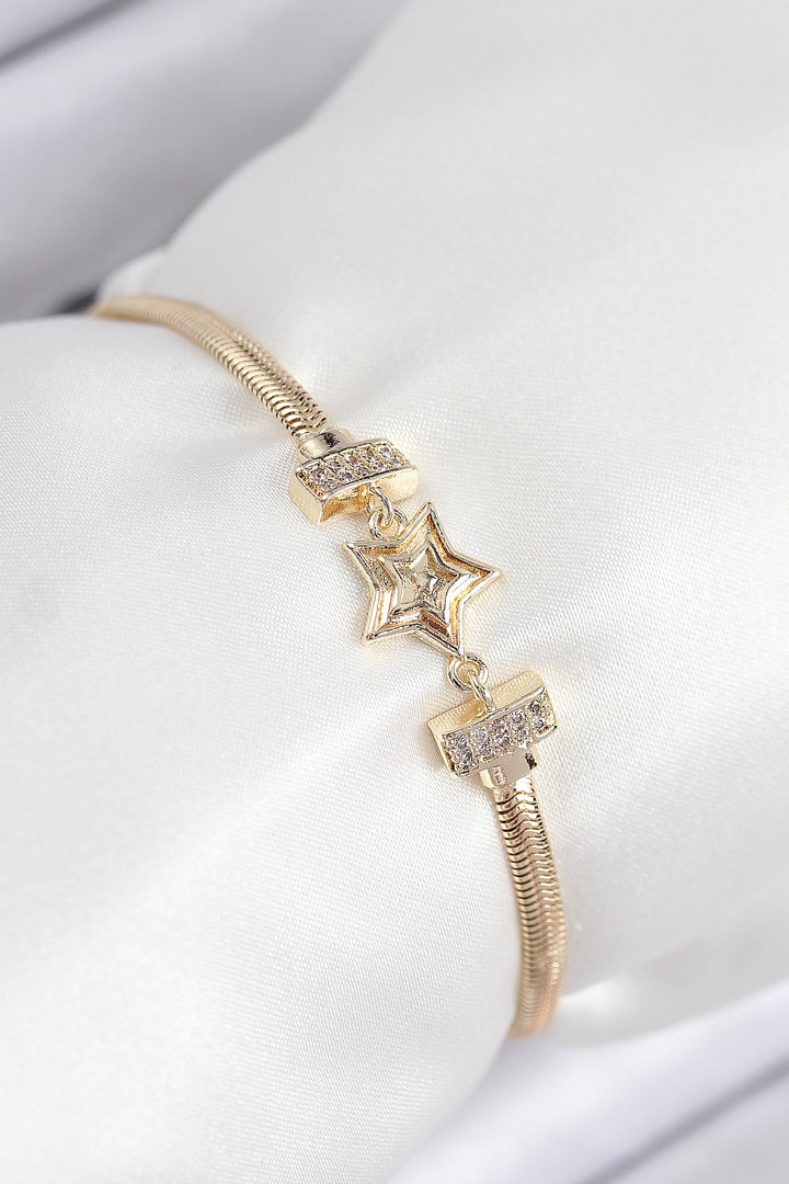 EBJ Rice Zircon Stone Star Model Gold Color Women's Bracelet - Voerde