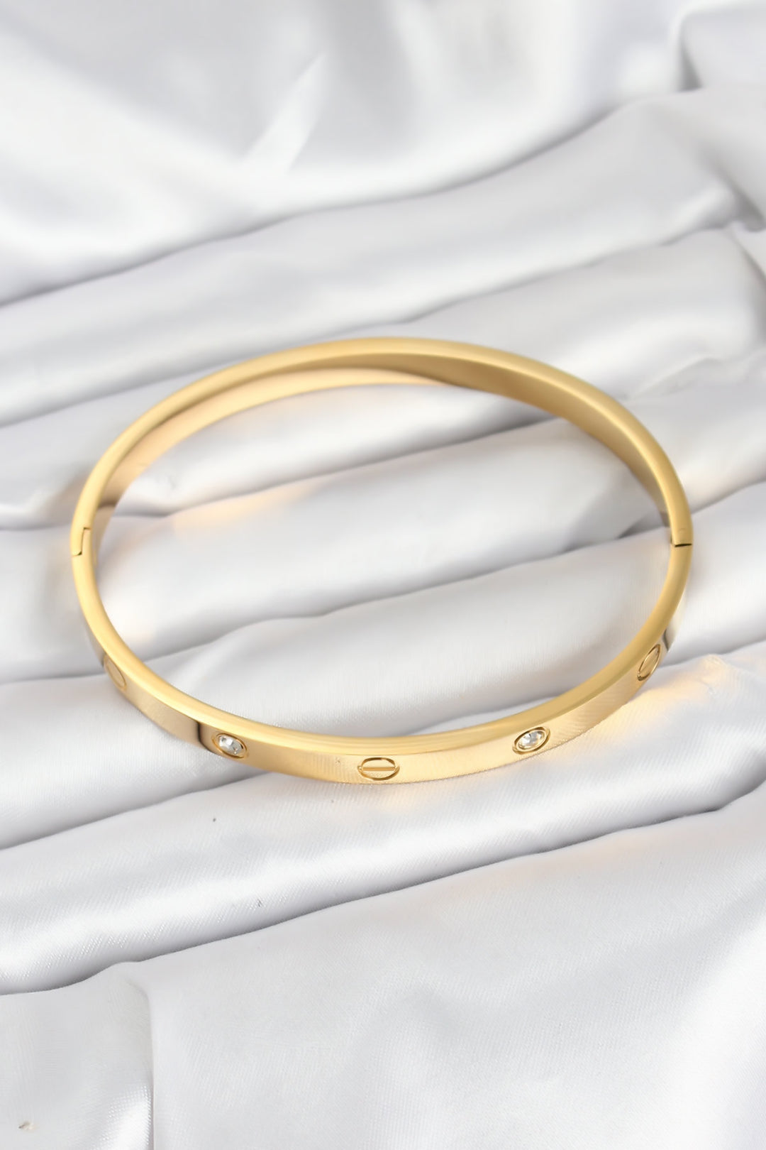 EBJ 316L Stainless Steel Gold Color Zircon Stone 65 mm Women's Cuff Bracelet - University Place