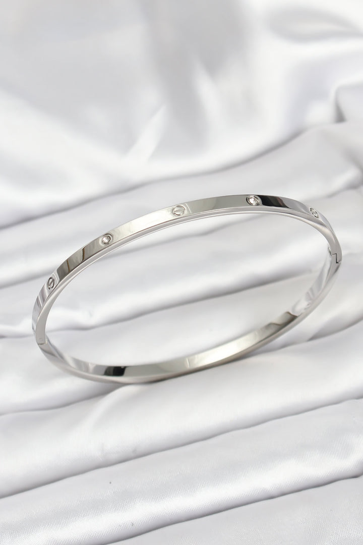 EBJ 316L Stainless Steel Silver Color 65 mm Thin Women's Cuff Bracelet - Burnley