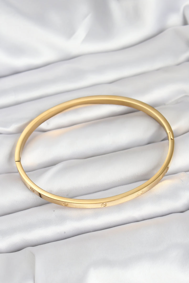 EBJ 316L Steel Gold Color 65 mm Thin Women's Cuff Bracelet - Old Bridge