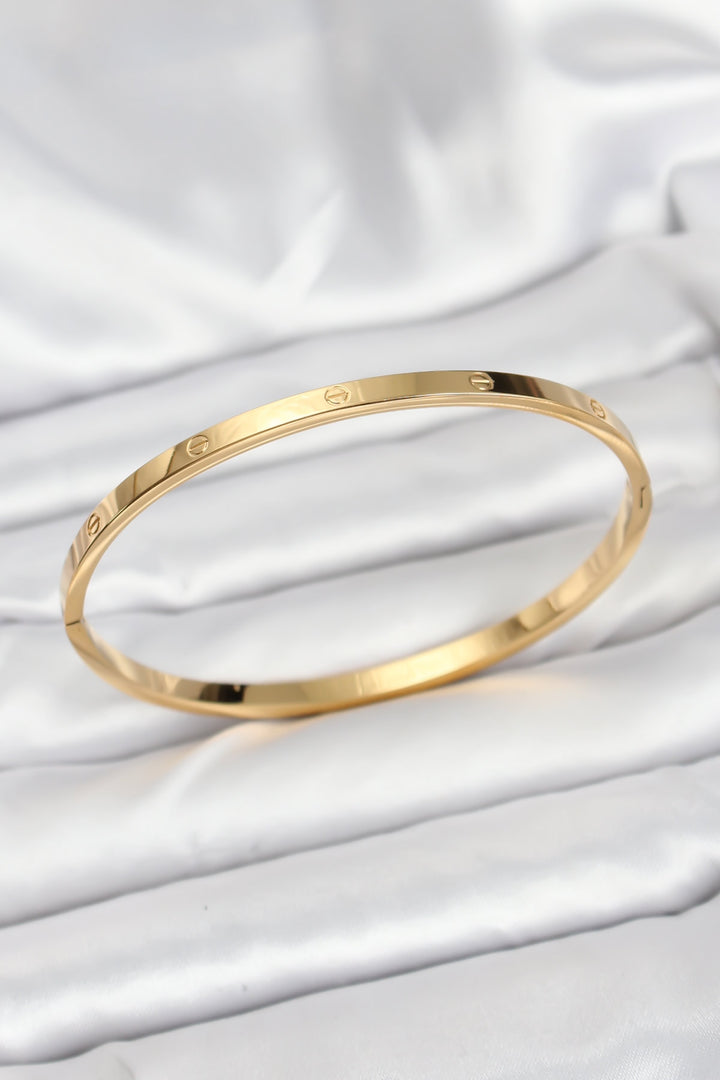 EBJ 316L Steel Gold Color 65 mm Thin Women's Cuff Bracelet - Old Bridge