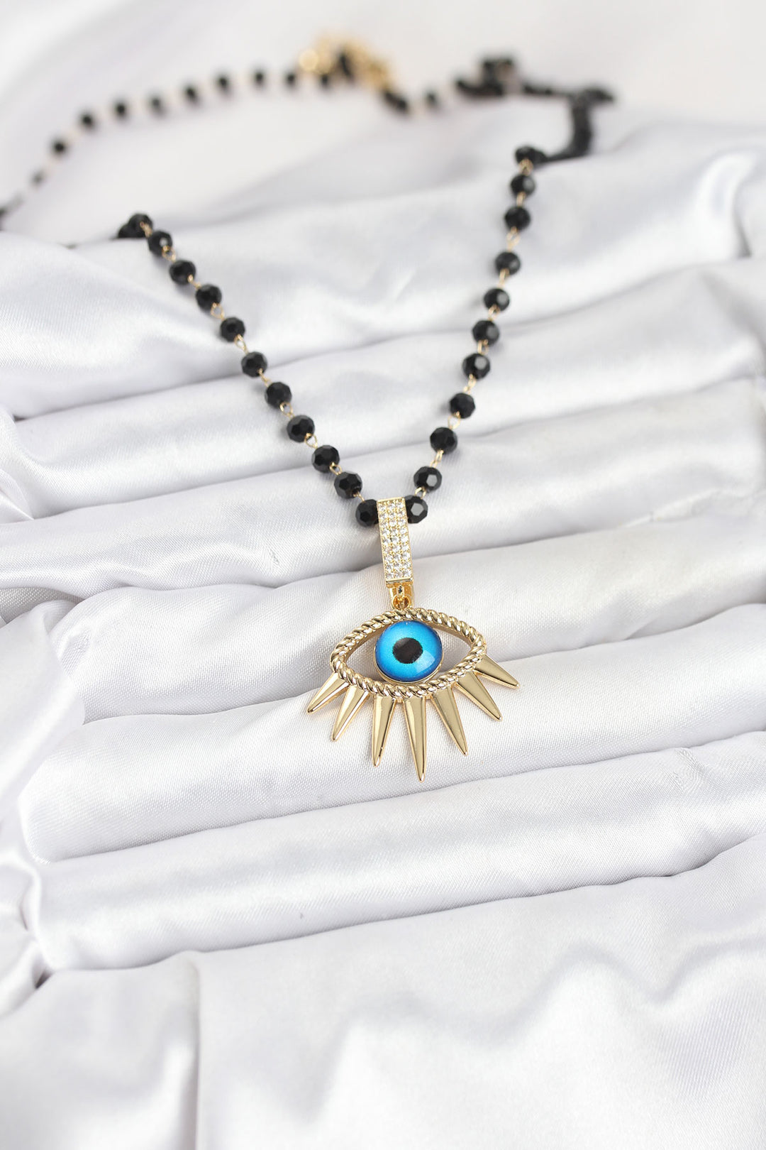 EBJ 316L Stainless Steel Chain Crystal Beaded Eye Model Women's Necklace - Doral