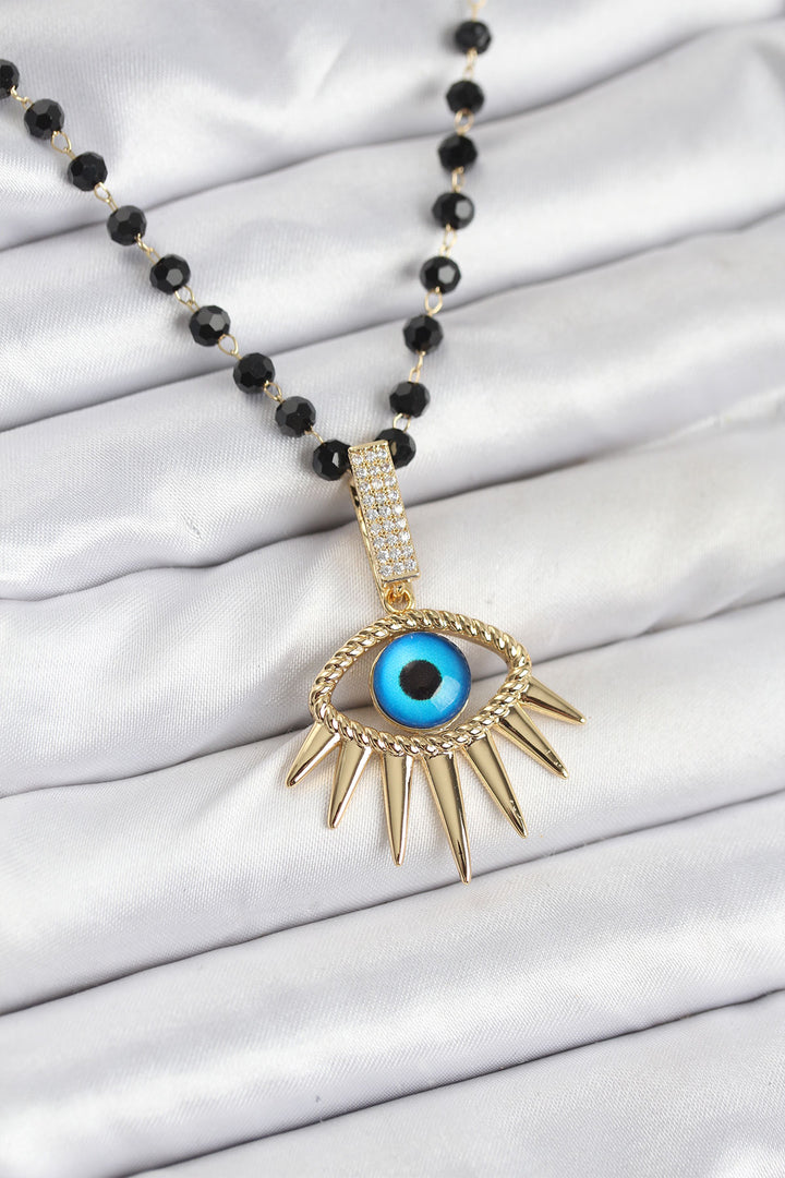 EBJ 316L Stainless Steel Chain Crystal Beaded Eye Model Women's Necklace - Doral