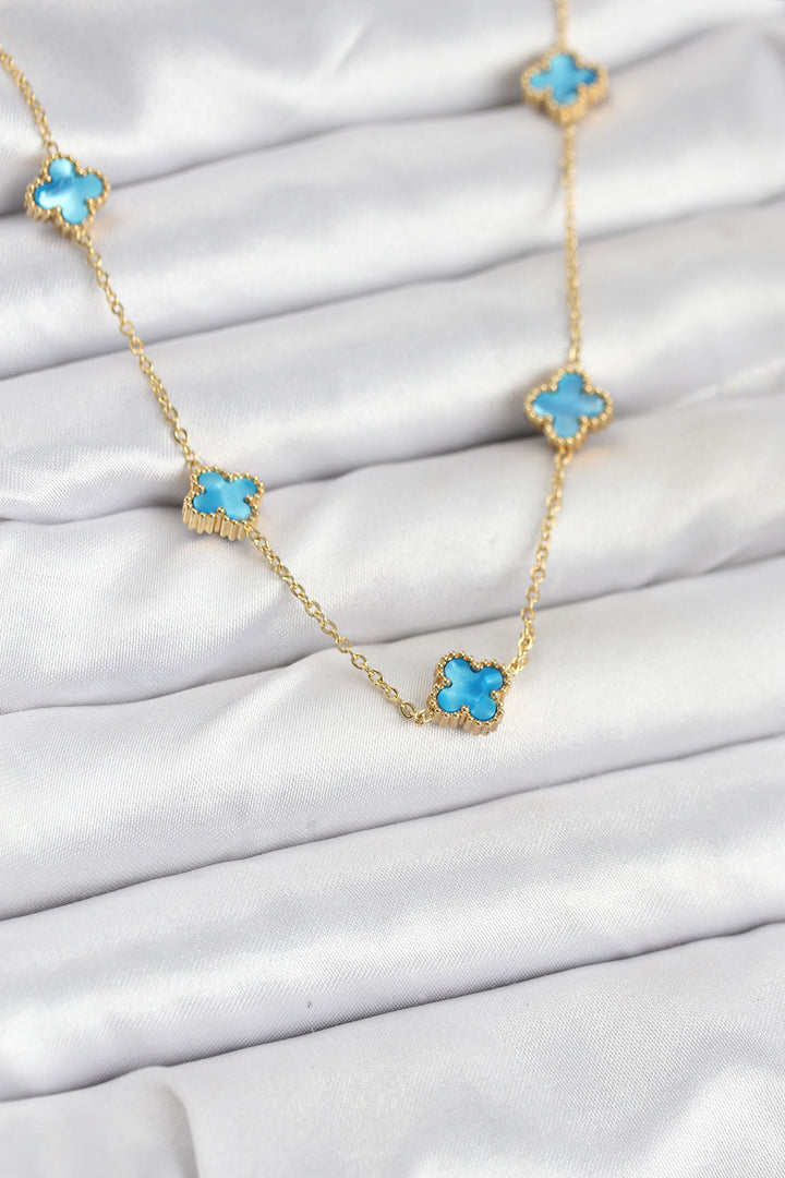 EBJ 316L Steel Chain Gold Color Ice Blue Baby Boy Clover Women Necklace - Vila Franca de Xira