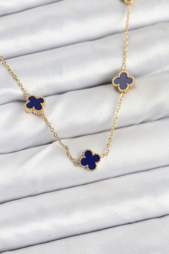 EBJ 316L Çelik Zincir Gold Renk Lacivert Baby Boy Yonca Kadın Kolye - Kirchheim unter Teck