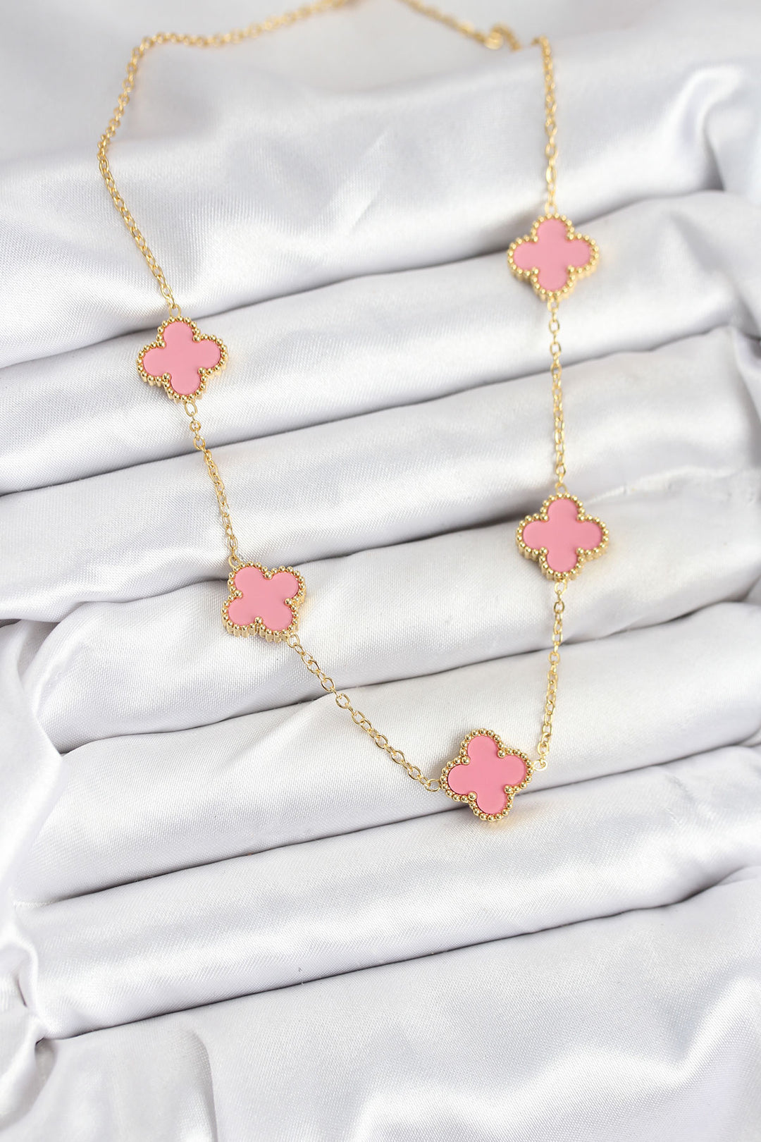 EBJ 316L Steel Chain Gold Pink Color Clover Women's Necklace - La Mirada