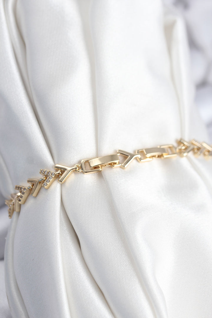 EBJ Pirinç VIP Seri Gold Zirkon Taşlı Balık Sırtı Model Kadın Bileklik - Wildwood