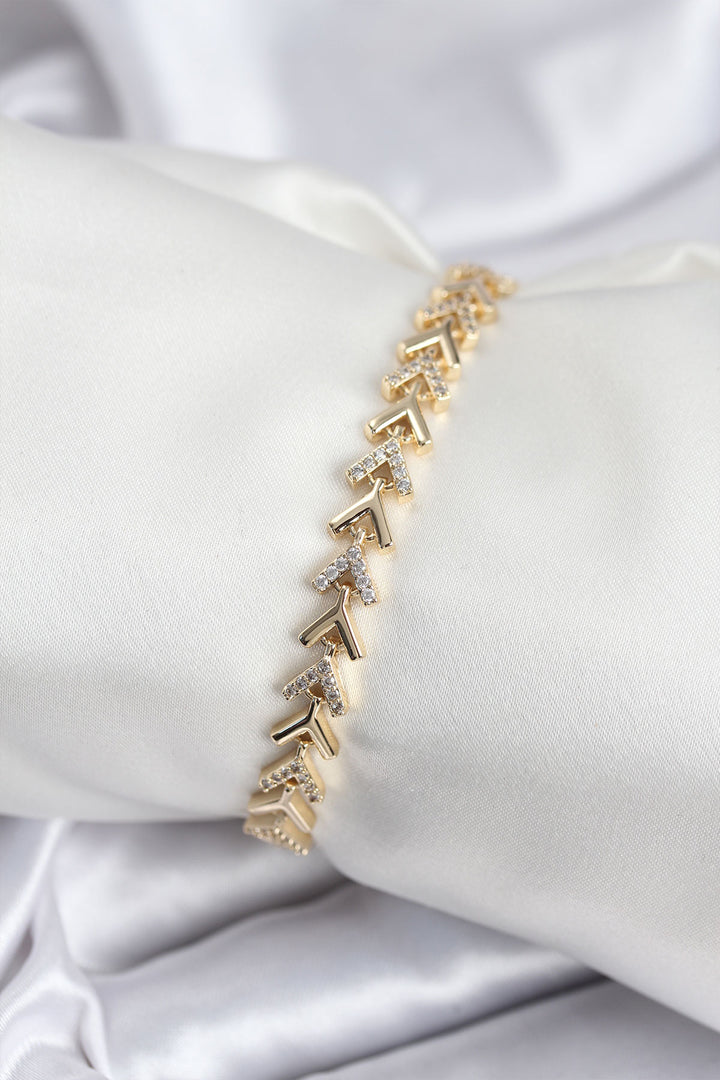 EBJ Pirinç VIP Seri Gold Zirkon Taşlı Balık Sırtı Model Kadın Bileklik - Wildwood