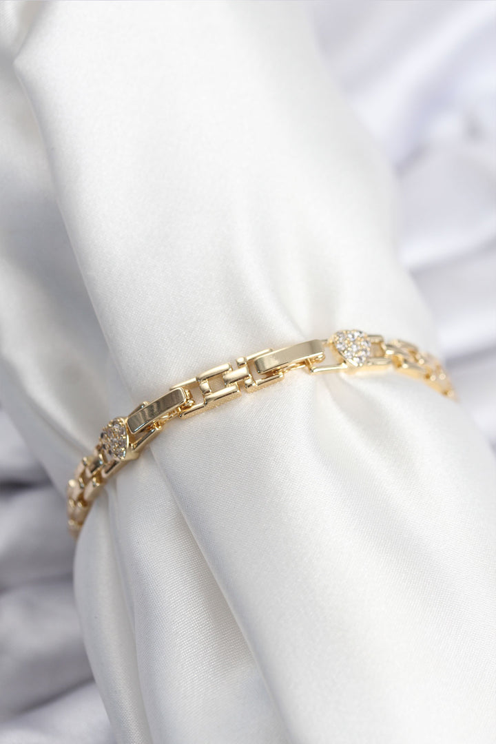 EBJ Rice VIP Series Gold Color Chain Model Heart Shaped Zircon Stone Women's Bracelet - Mieres