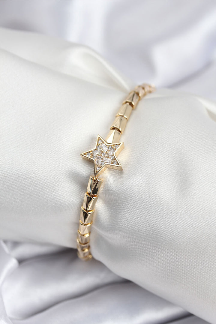 EBJ Rice VIP Series Gold Color Zircon Stone Star Model Women's Bracelet - San Antonio Abad