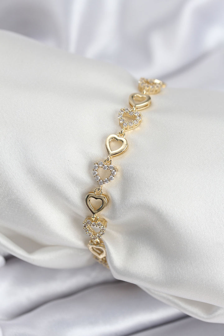 EBJ Rice VIP Series Gold Color Sequined Heart Model Women's Bracelet - Kassel