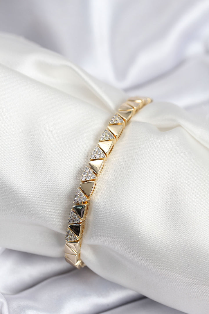 EBJ Rice VIP Series Gold Color Sequined Triangle Pattern Women's Bracelet - Maladzyechna