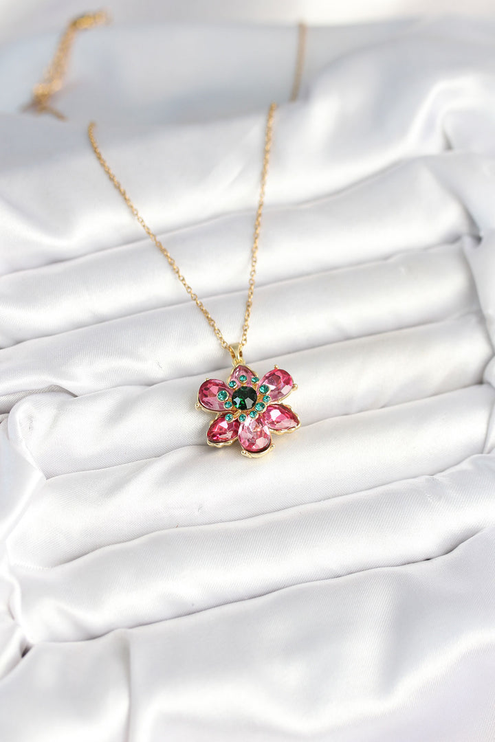 EBJ 316L Steel Chain Pink Flower Model Women's Necklace - Jiquílpan de Juárez