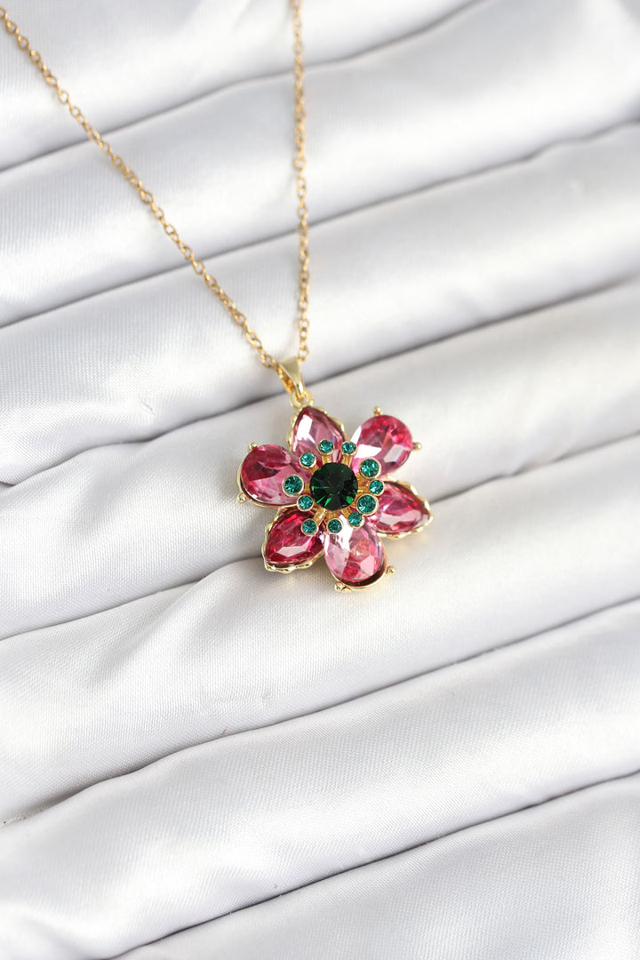EBJ 316L Steel Chain Pink Flower Model Women's Necklace - Jiquílpan de Juárez