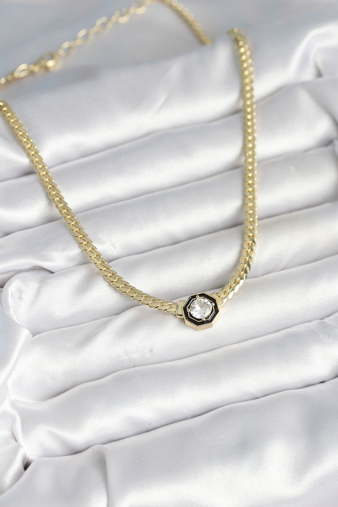 EBJ Rice Gold Color Zircon Stone Women's Necklace - Ampelókipoi