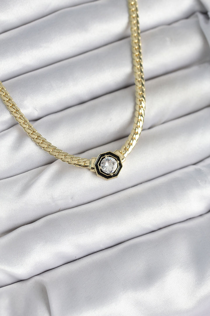 EBJ Rice Gold Color Zircon Stone Women's Necklace - Ampelókipoi