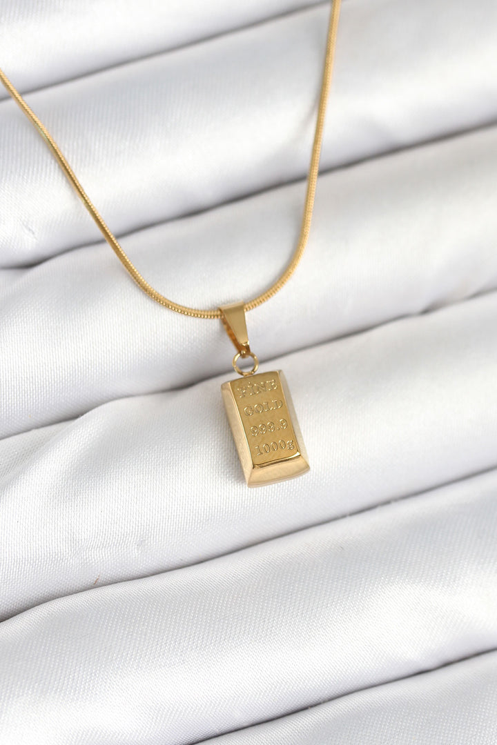 EBJ 316L Steel Gold Color Mini Ingot Gold Model Necklace - San Jose
