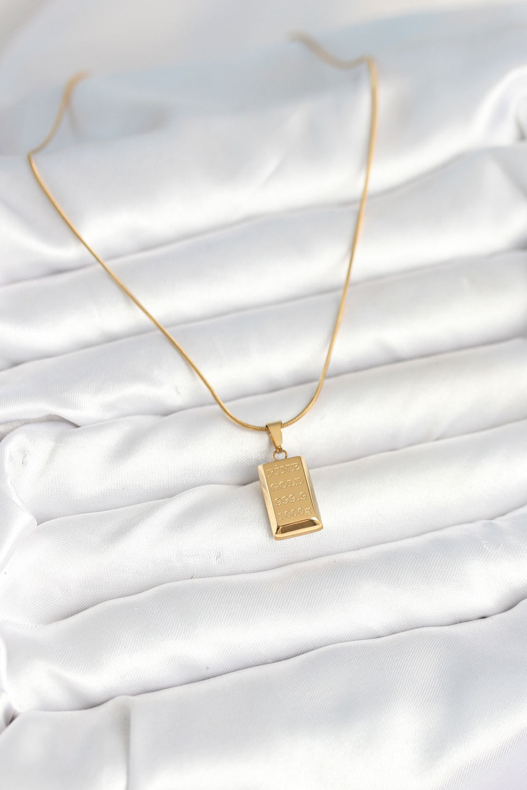 EBJ 316L Çelik Gold Renk Külçe Altın Model Kolye - Oak Park