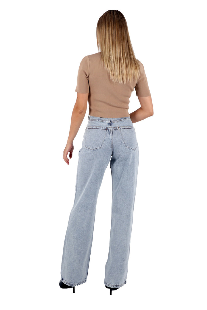 XLJ Palazzo Jean with Hidden Back Pockets and Rhinestones Mixed - Giurgiu
