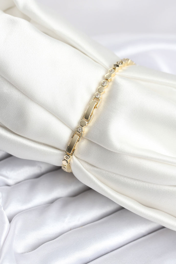 EBJ Rice Gold Color Thin Honeycomb Pattern Women's Bracelet - Oleiros
