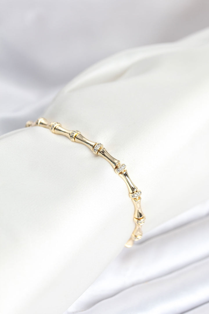 EBJ Gold Color Rice Bone Model Zircon Stone Women's Bracelet - North Bay
