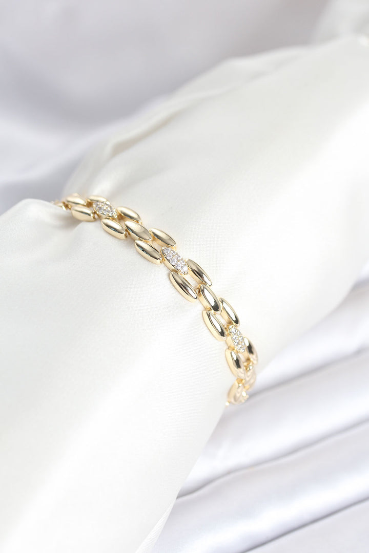 EBJ Gold Color Rice Chain Model Bracelet with Zircon Stone for Women - St. Cloud
