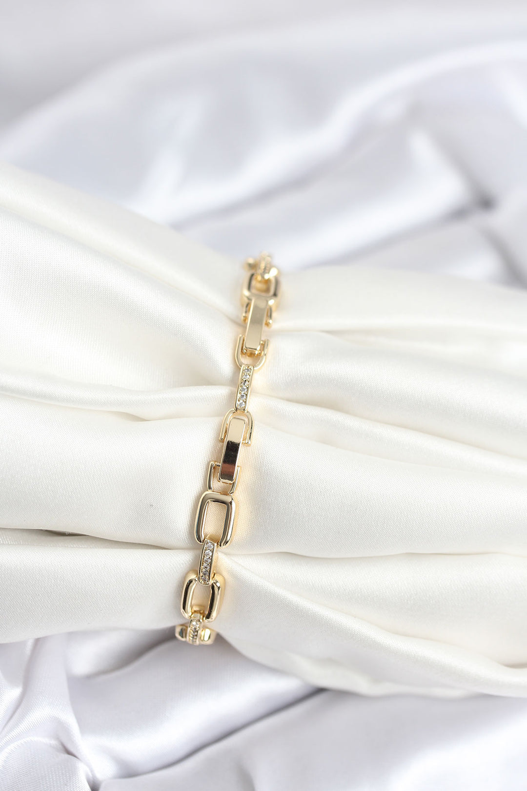 EBJ Gold Color Square Chain Model Rice Zircon Stone Women's Bracelet - Singen