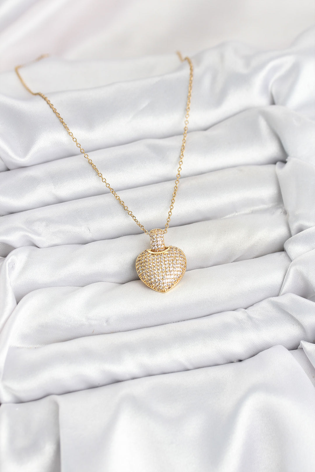 EBJ 316L Stainless Steel Chain Gold Color Zircon Stone Heart Shaped Women's Necklace - St. Albert