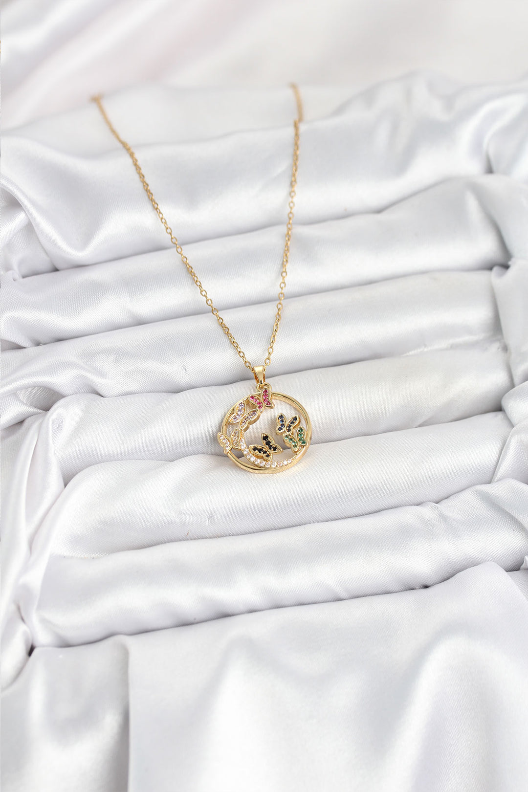 EBJ 316L Stainless Steel Chain Gold Color Butterfly Pendant Women's Necklace with Zircon Stone - Neuilly-sur-Marne