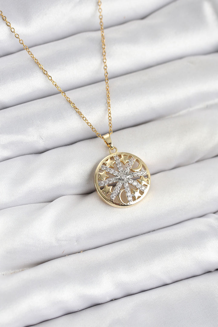 EBJ 316L Stainless Steel Chain Gold Color Zircon Stone Women's Necklace - San Ramon