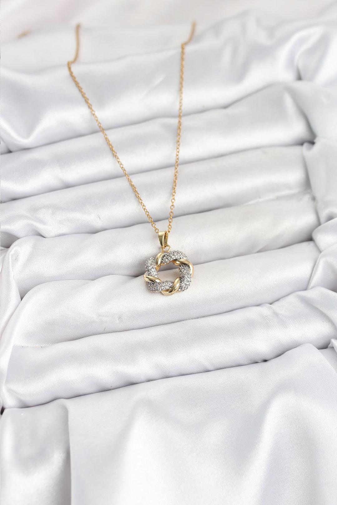 EBJ 316L Çelik Zincir Gold Renk Zirkon Taşlı Sarmal Model Kadın Kolye - Roncaglia