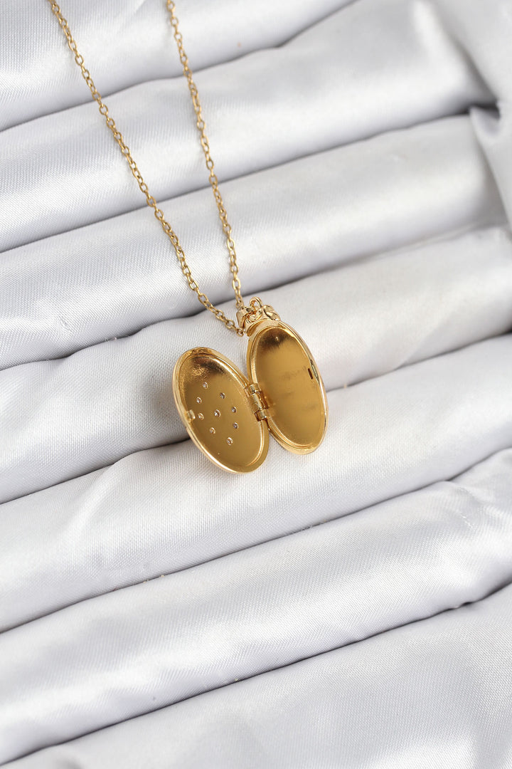 EBJ 316L Stainless Steel Chain Gold Color Locket Pendant Women's Necklace - Ílion