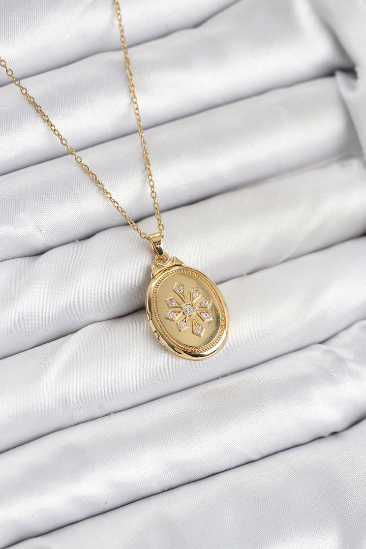 EBJ 316L Stainless Steel Chain Gold Color Locket Pendant Women's Necklace - Ílion