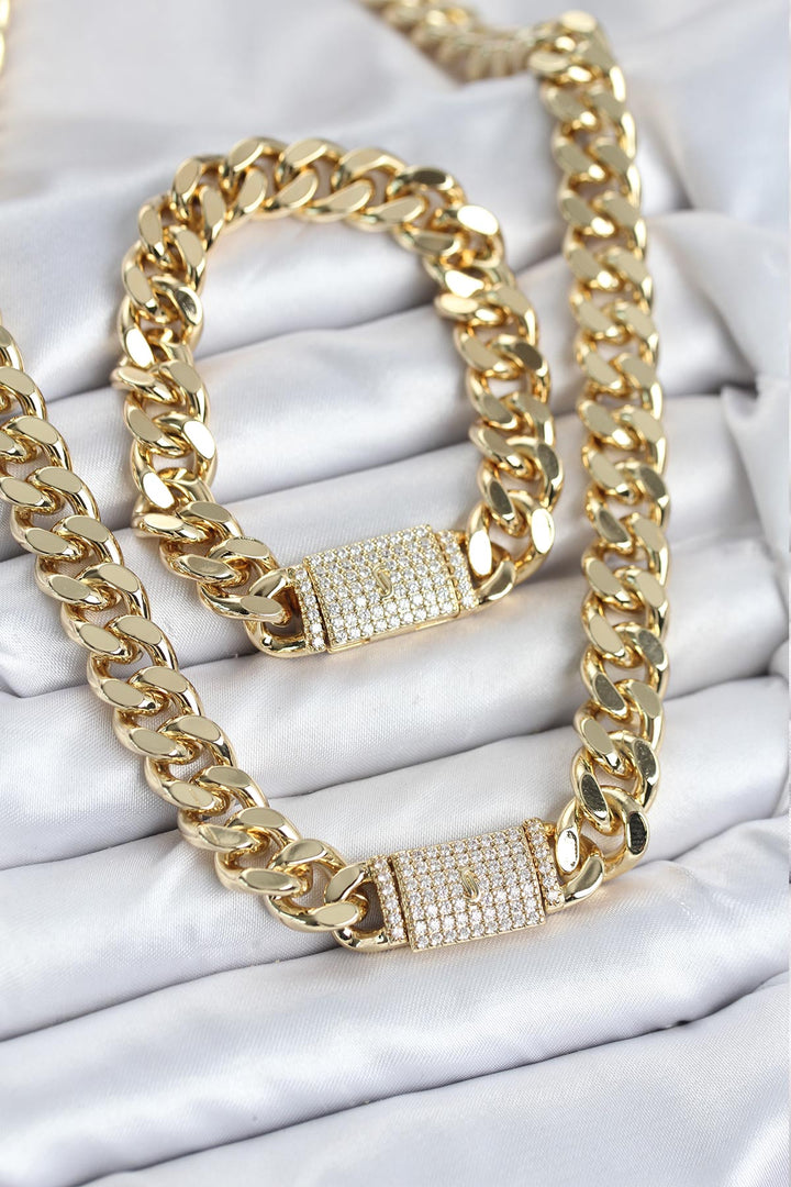 EBJ Xuping Gurmet Gold Color Necklace and Bracelet Set - Huntington Park