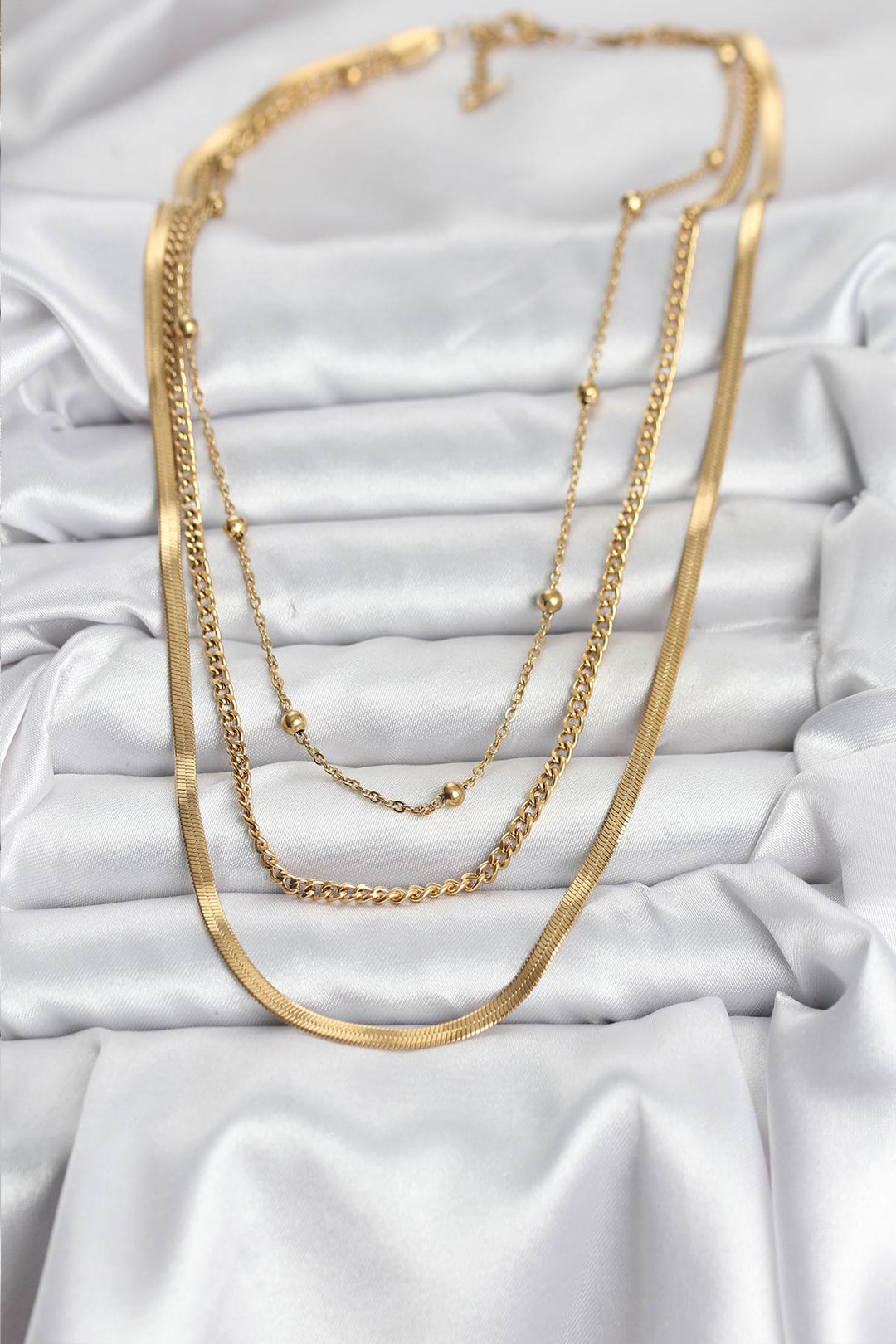 EBJ 316L Steel Gold Color 3-Piece Women's Necklace - Florissant