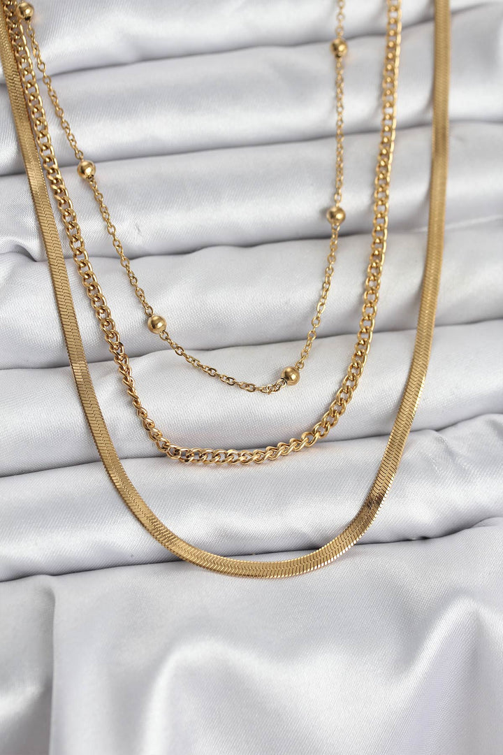 EBJ 316L Steel Gold Color 3-Piece Women's Necklace - Florissant