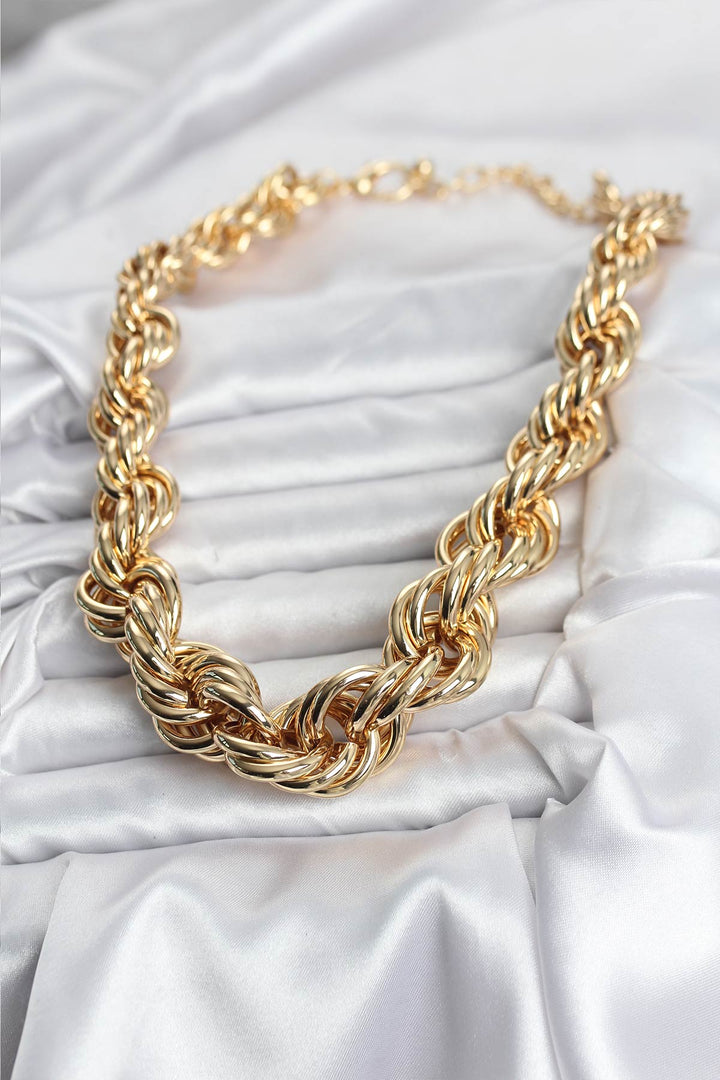 EBJ Rice Gold Color Spiral Rope Model Women's Necklace - Kilmarnock