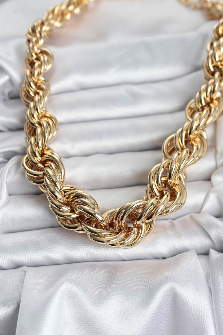 EBJ Rice Gold Color Spiral Rope Model Women's Necklace - Kilmarnock