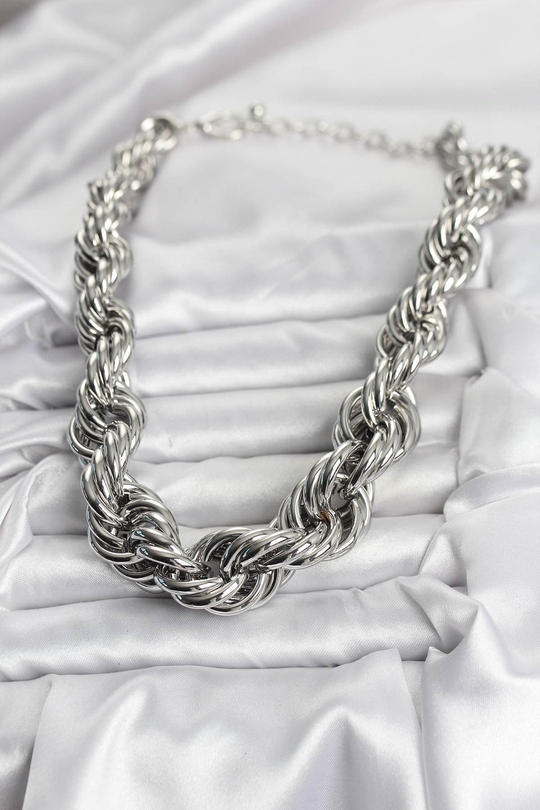 EBJ Rice Silver Color Spiral Rope Model Women's Necklace - Osnabrück