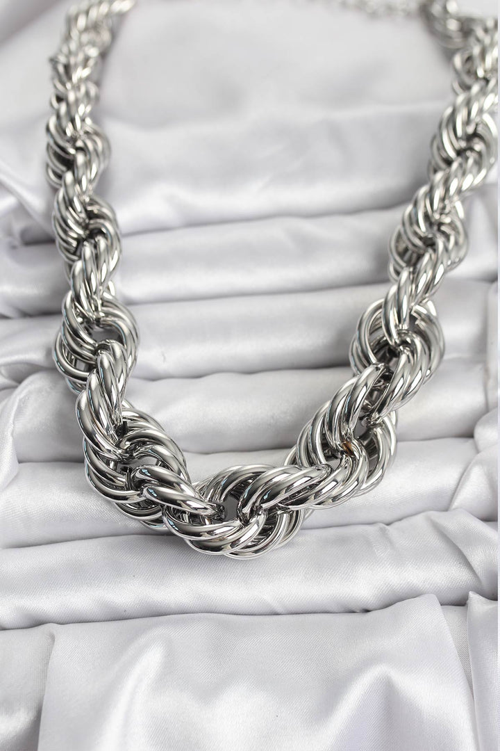 EBJ Rice Silver Color Spiral Rope Model Women's Necklace - Osnabrück